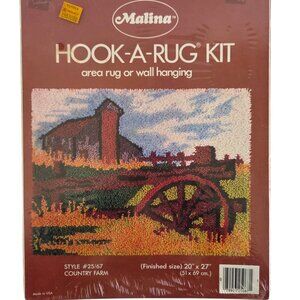 Malina Hook-A-Rug Kit Country Farm 20" x 27" Wall Hanging #25/67 Barn Tractor